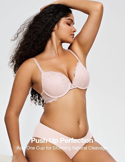 Women’s Push Up Lace Bra Comfort Padded Underwire Bra Lift Up