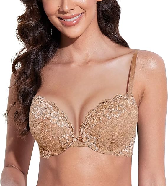 Women’s Push Up Lace Bra Comfort Padded Underwire Bra Lift Up