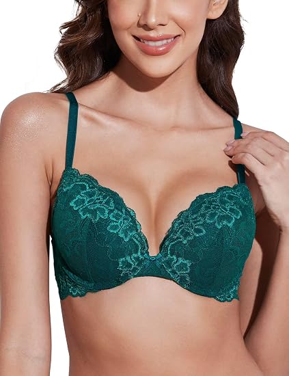 Women’s Push Up Lace Bra Comfort Padded Underwire Bra Lift Up