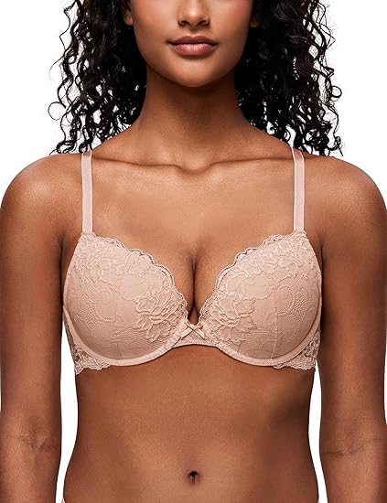 Women’s Push Up Lace Bra Comfort Padded Underwire Bra Lift Up