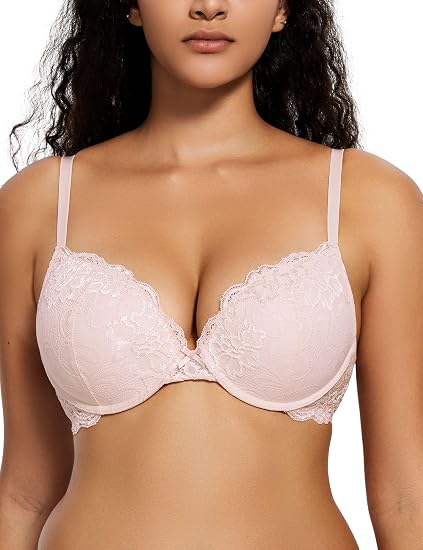 Women’s Push Up Lace Bra Comfort Padded Underwire Bra Lift Up
